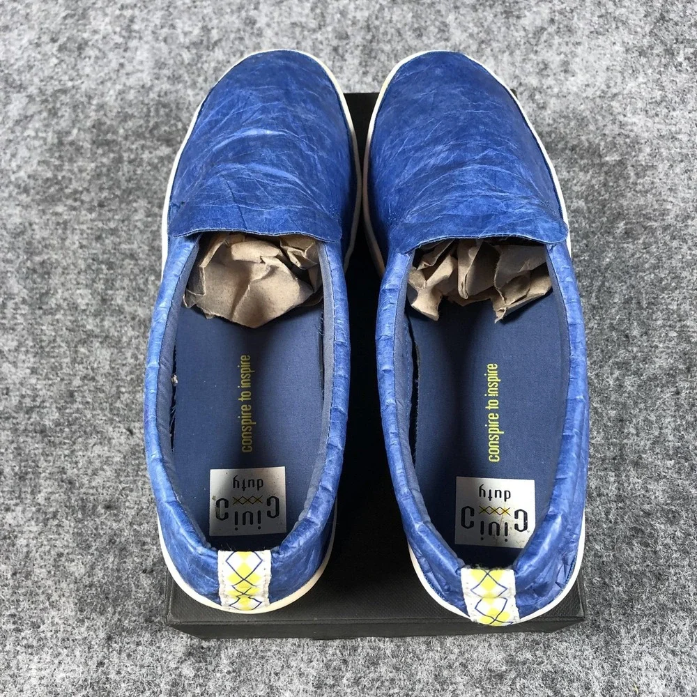 Civic Duty Shoes Men's Size 8 Navy Blue Tyvek Slip On Casual Lightweight Eco‎
